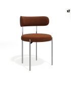 2 Chaises ADELE tissu bouclette terracotta pieds chrome - 52 x 45.5 x 76.5 cm