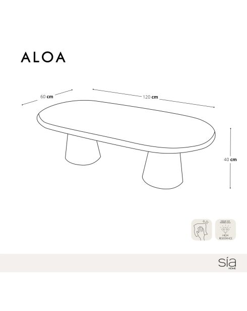 Table basse ALOA chêne clair - 120 x 60 x 40 cm