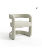 Lot de 2 chaises KLAY velours tramé crème - 53 x 61 x 71 cm