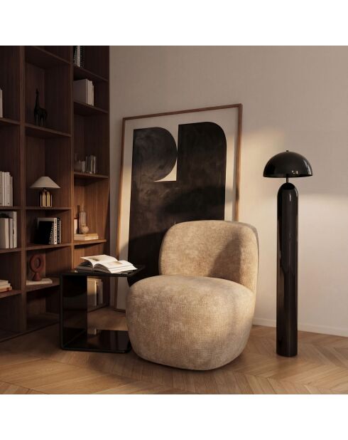 Fauteuil pivotant IVY velours tramé beige - 65 x 68 x 73 cm
