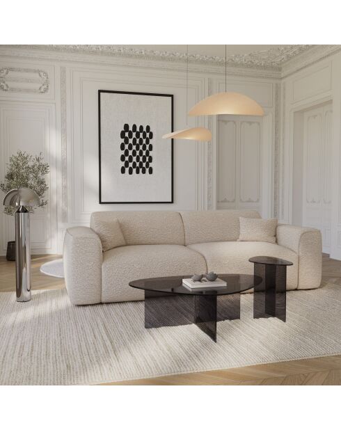 Table basse AURA en verre gris - 90 x 60 x 36 cm