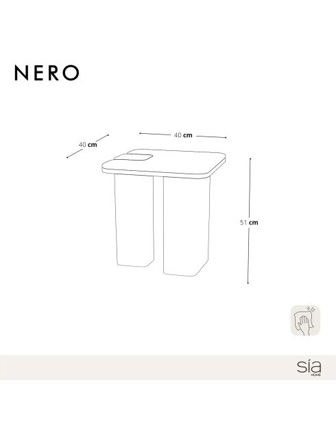 Tavolino Nero in marmo nero naturale e rovere nero - 40 x 40 x 51 cm