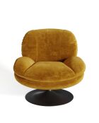 Fauteuil pivotant Replay en velours texturé moutarde - 85 x 84 x 85 cm