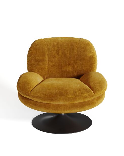 Fauteuil pivotant Replay en velours texturé moutarde - 85 x 84 x 85 cm