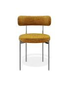 2 Chaises ADELE velours tramé moutarde pieds chrome - 52 x 45.5 x 76.5 cm