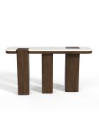 Console Nero marbre blanc naturel et bois noyer foncé - 150 x 35 x 80 cm