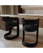 Lot de 2 tabourets KLAY velours chenillé noir - 52 x 59 x 85 cm