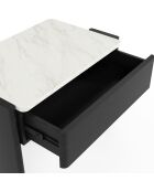 Table de chevet Luni marbre blanc naturel et chêne noir 60 cm - 60.5 x 38 x 45.5 cm
