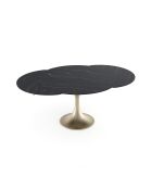 Table extensible JACINTHE Carrara noir pied doré - 120 -180 x 120 x 76 cm