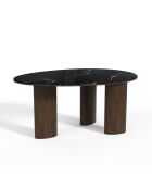 Tavolo da pranzo Lucca in marmo nero naturale e legno di noce scuro - 160 x 120 x 76 cm