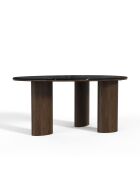 Tavolo da pranzo Lucca in marmo nero naturale e legno di noce scuro - 160 x 120 x 76 cm