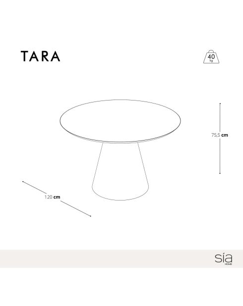 Table à manger Tara Bois Noir - D.120xH.75.5 cm