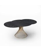 MOON ausziehbarer Keramiktisch mit Carrara-Marmoreffekt und goldenen Beinen — 120 — 180x120x76 cm