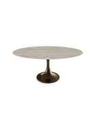 Mesa de comedor NYMPHÉA con pie de bronce con aspecto travertino — 180x90x77 cm