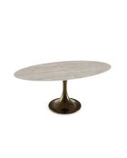 Mesa de comedor NYMPHÉA con pie de bronce con aspecto travertino — 180x90x77 cm