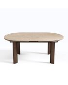 Table à manger extensible SILVA aspect travertin pieds bronze - 180 x 90 x 76 cm