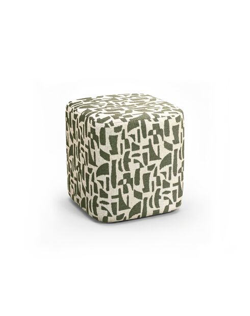 Pouf ARO tissu bouclé à motifs kaki