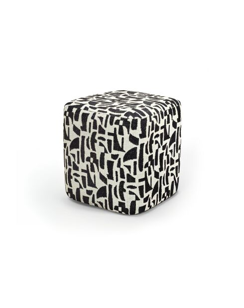 Pouf ARO tissu bouclé à motifs noir