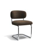 Lot de 2 chaises LISE tissu tramé toucher doux brun expresso