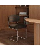 Lot de 2 chaises LISE tissu tramé toucher doux brun expresso