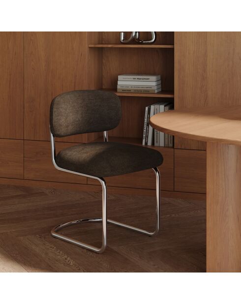 Lot de 2 chaises LISE tissu tramé toucher doux brun expresso