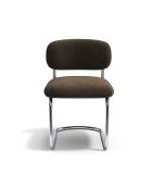Lot de 2 chaises LISE tissu tramé toucher doux brun expresso