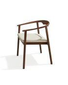 Lot de 2 chaises LORO velours chenillé crème et pieds noyer - 61x54x73cm