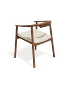 Lot de 2 chaises LORO velours chenillé crème et pieds noyer - 61x54x73cm