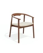 Lot de 2 chaises LORO velours chenillé crème et pieds noyer - 61x54x73cm