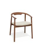 Lot de 2 chaises LORO velours chenillé crème et pieds noyer - 61x54x73cm