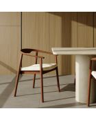 Lot de 2 chaises LORO velours chenillé crème et pieds noyer - 61x54x73cm