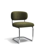 Lot de 2 chaises LISE tissu tramé toucher doux vert vintage