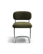 Lot de 2 chaises LISE tissu tramé toucher doux vert vintage