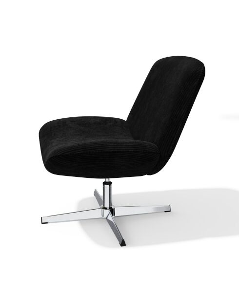 Fauteuil VIVY pivotant velours côtelé noir
