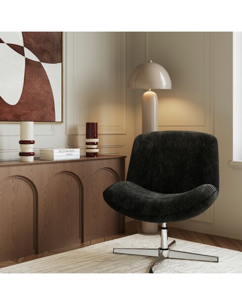 Fauteuil VIVY pivotant velours côtelé noir