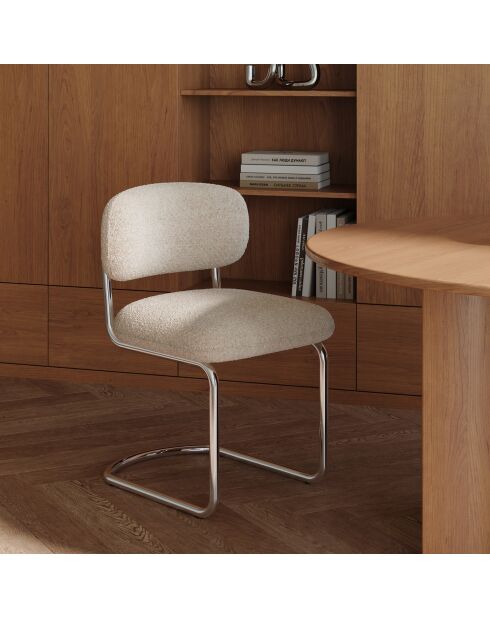 Lot de 2 chaises LISE tissu bouclette beige