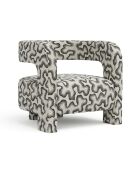 Fauteuil GABY tissu tramé à motifs noir