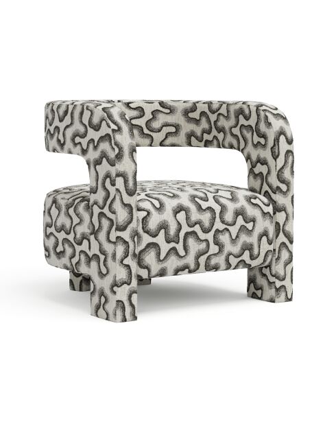 Fauteuil GABY tissu tramé à motifs noir