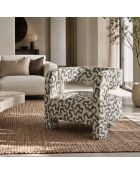 Fauteuil GABY tissu tramé à motifs noir