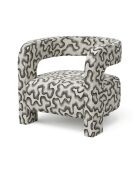 Fauteuil GABY tissu tramé à motifs noir