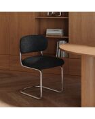 Lot de 2 chaises LISE tissu tramé toucher doux noir