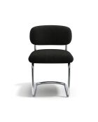 Lot de 2 chaises LISE tissu tramé toucher doux noir