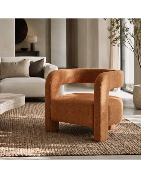 Fauteuil GABY velours texturé terracotta