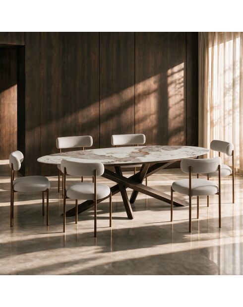 Table à manger fixe PARMA Pandora et pieds bronze - 240cm