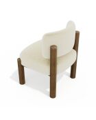 Fauteuil TOM fausse fourrure crème et pieds noyer