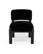 Fauteuil TOM fausse fourrure noire et pieds noirs