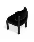 Fauteuil TOM fausse fourrure noire et pieds noirs