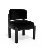 Fauteuil TOM fausse fourrure noire et pieds noirs