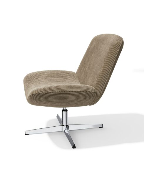 Fauteuil VIVY pivotant velours côtelé beige