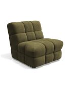 Fauteuil SEVENTY tissu tramé toucher doux vert vintage